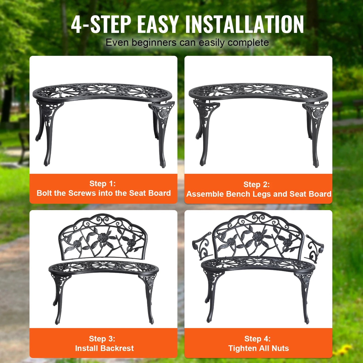 Metal Outdoor Park / Garden Bench
