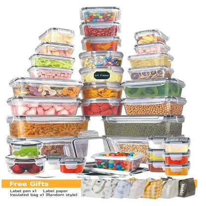48Pcs Food Storage Set - 24 Airtight Containers & Lids with Labels