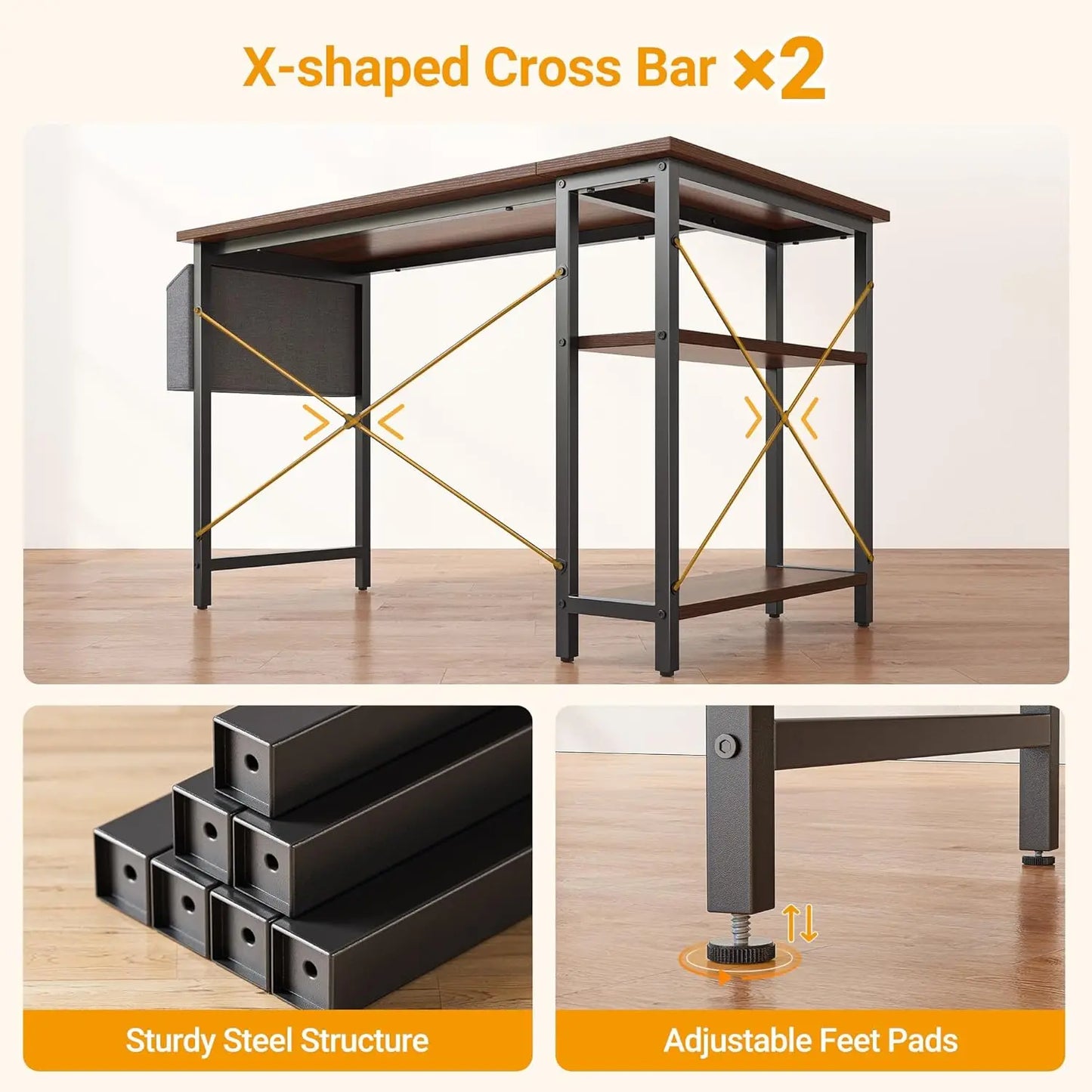 40" L-Shaped Computer / Gaming Desk with Reversible Storage Shelves,