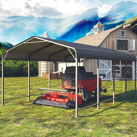 12x20FT Metal Carport, Heavy Duty Carport Canopy with Reinforced Frame