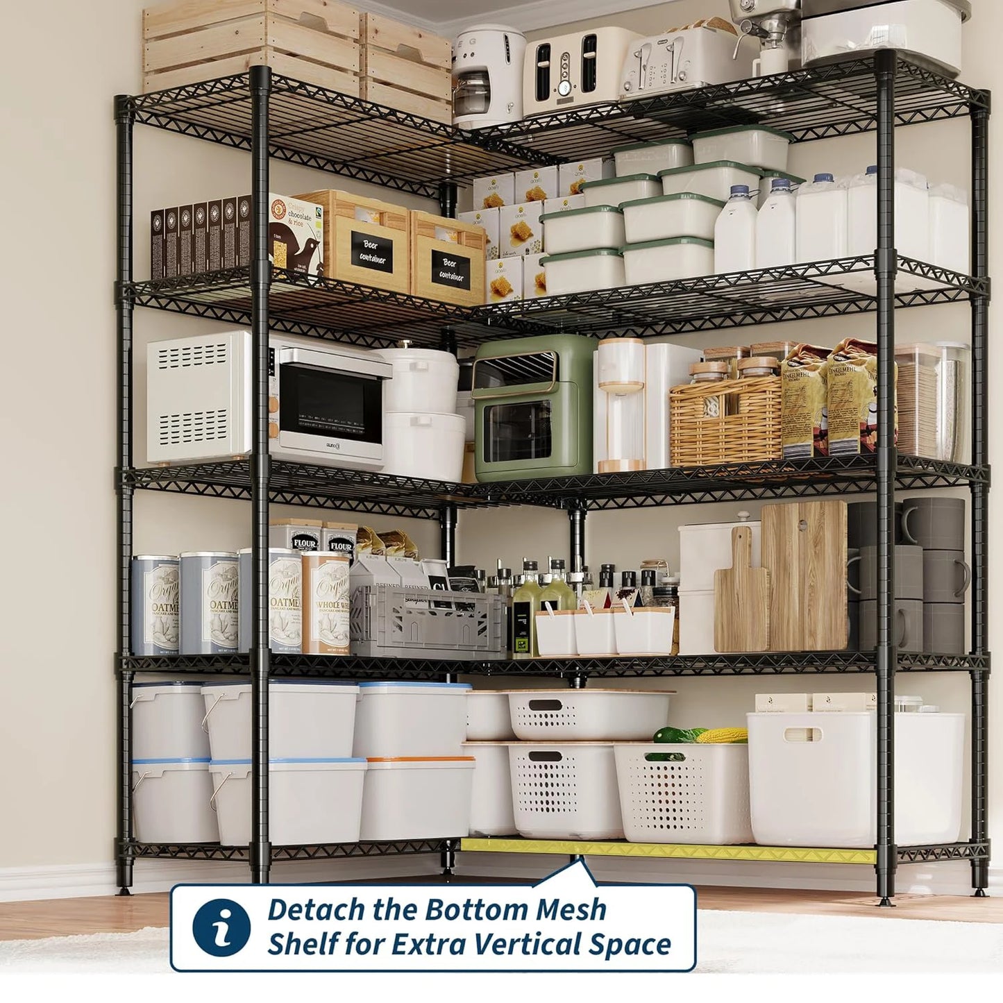 Heavy Duty Adjustable Metal Storage Shelves 5 Tier Organization.
