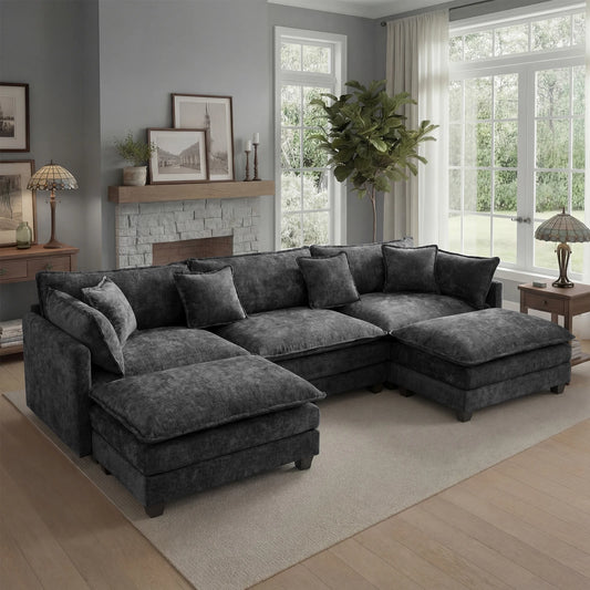 113.4" Modular Sectional Sofa with Ottoman.